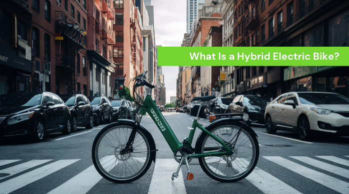 What Is a Hybrid Electric Bike - A clear explanation with a phot of an e-hybrids in the street