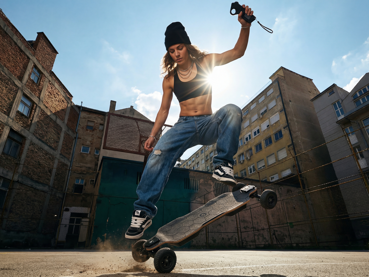 V10 3000W Off Road Electric Skateboard with Belt Motors & Ambient Light