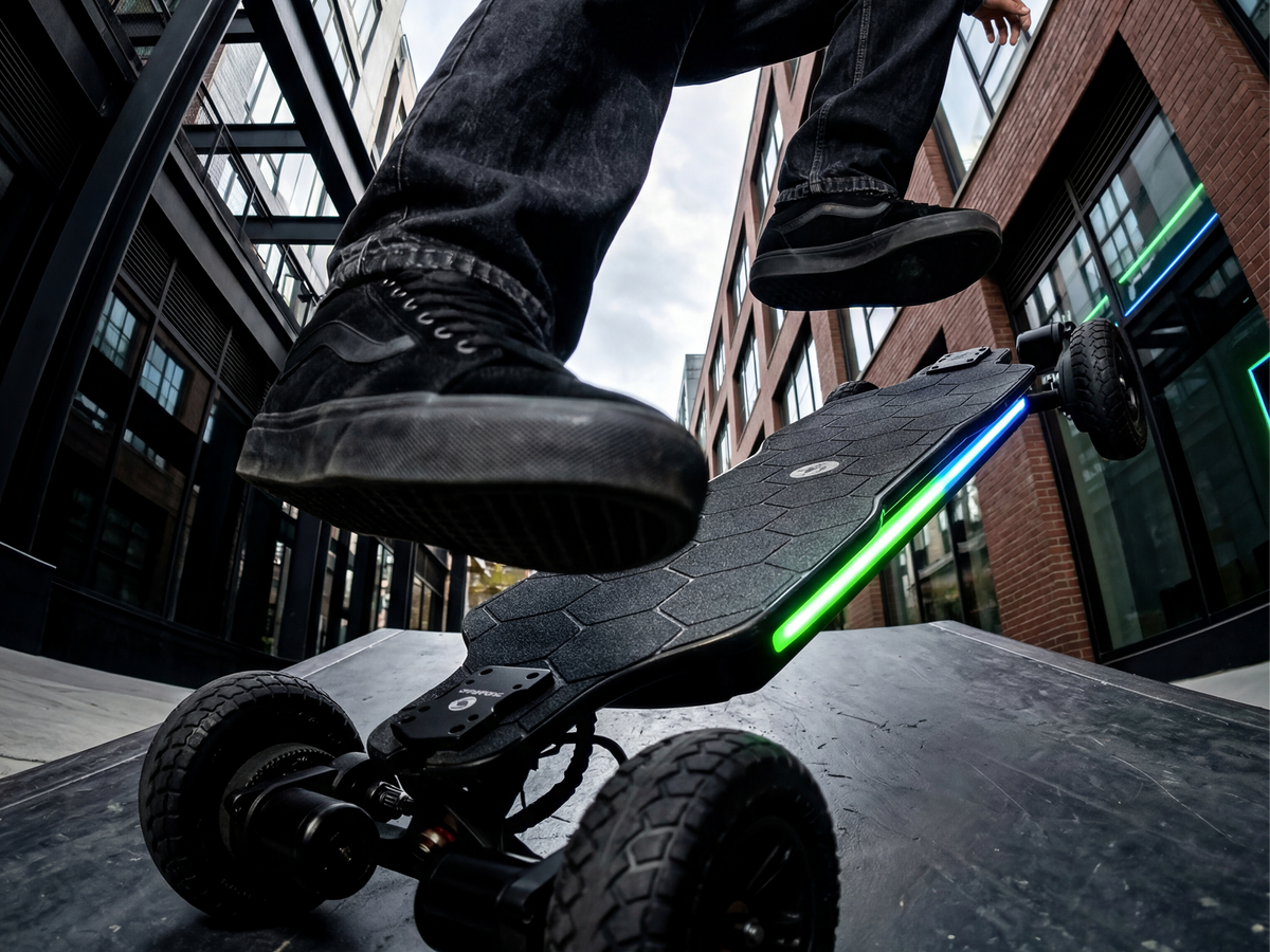 V10 3000W Off Road Electric Skateboard with Belt Motors & Ambient Light