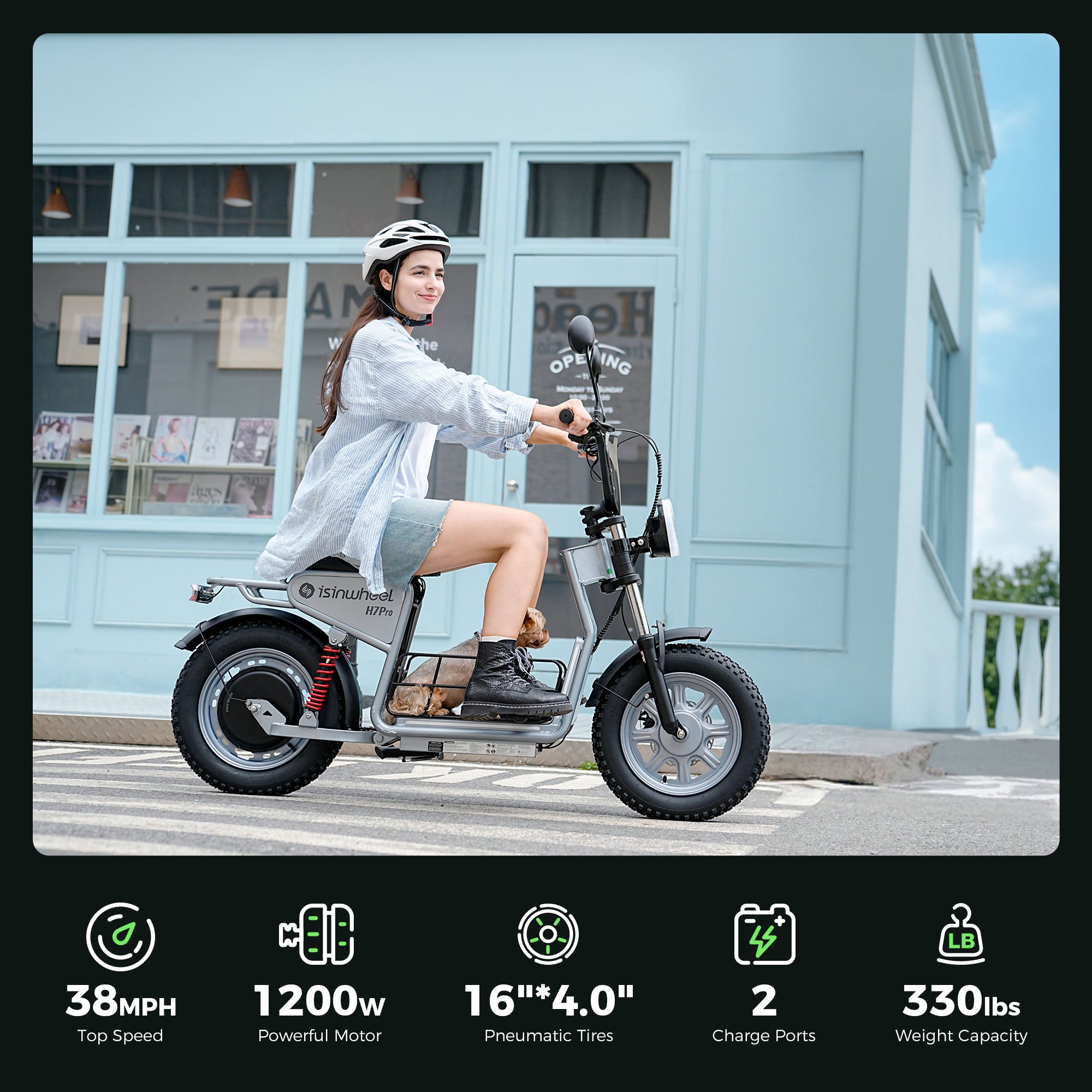 isinwheel H7Pro 1200W High-End Commuting Electric Scooter with Seat
