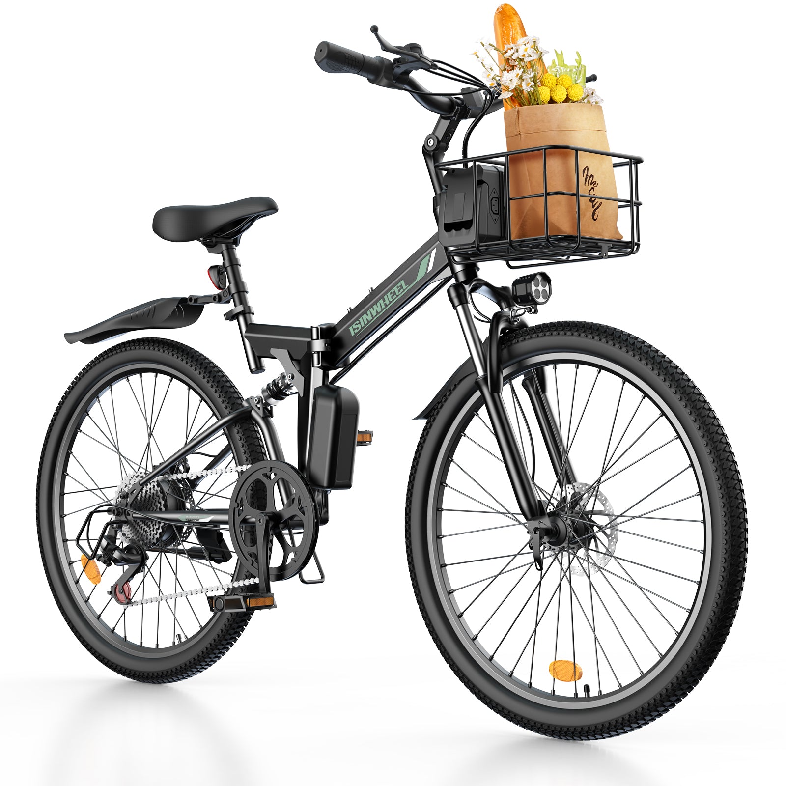 isinwheel M40 Folding Electric Bike with Basket - AU