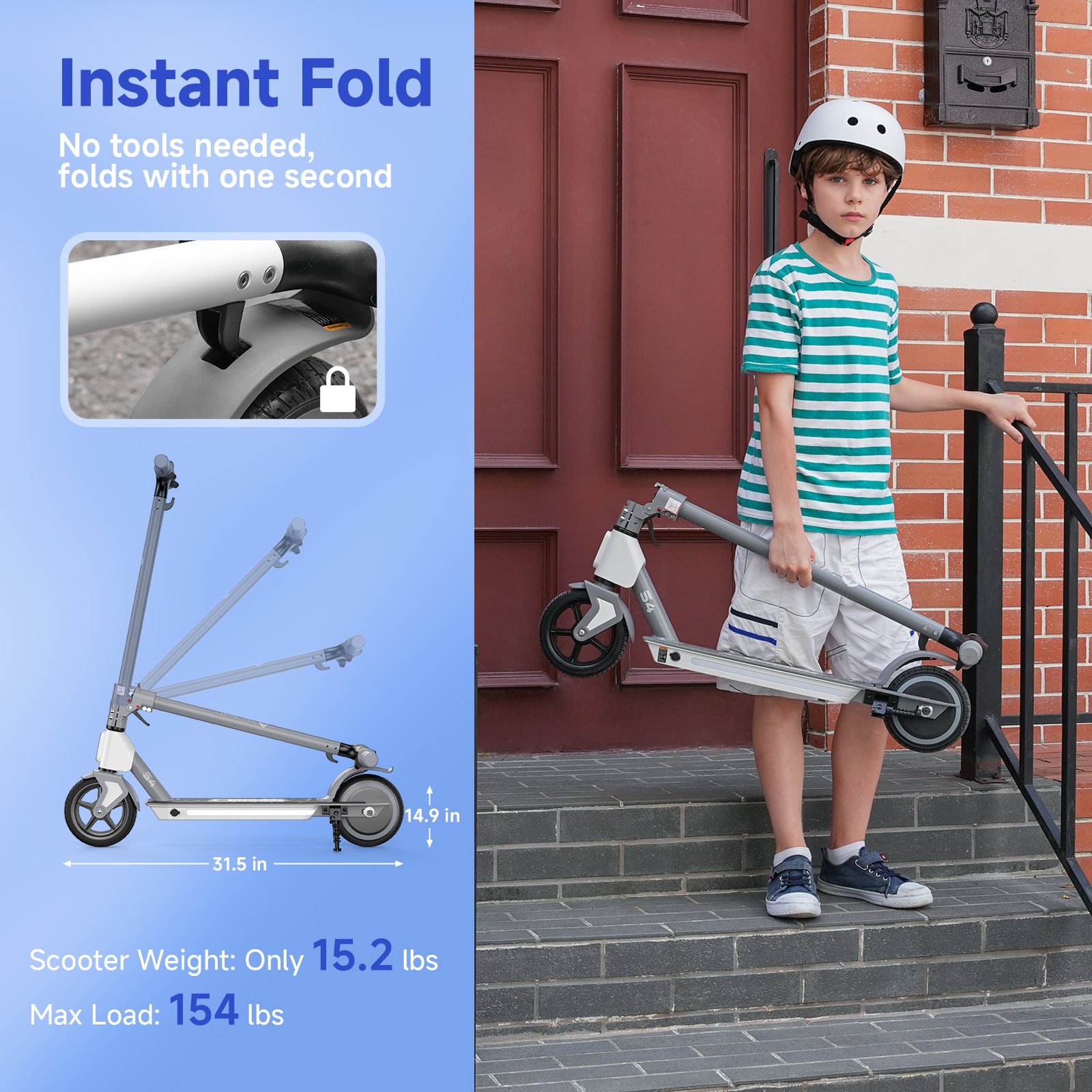 isinwheel S4 Electric Scooter for Kids Ages 6-14