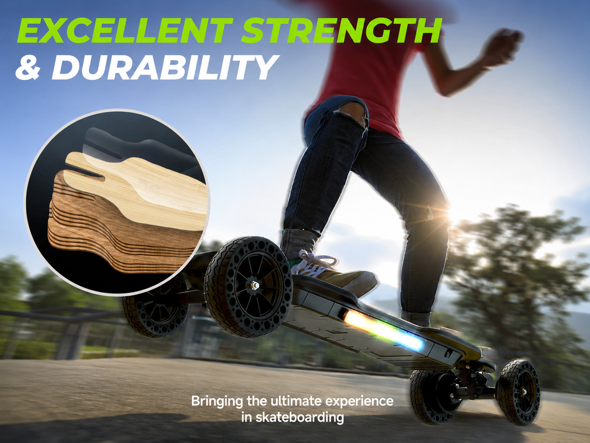 V10 3000W Off Road Electric Skateboard with Belt Motors & Ambient Light