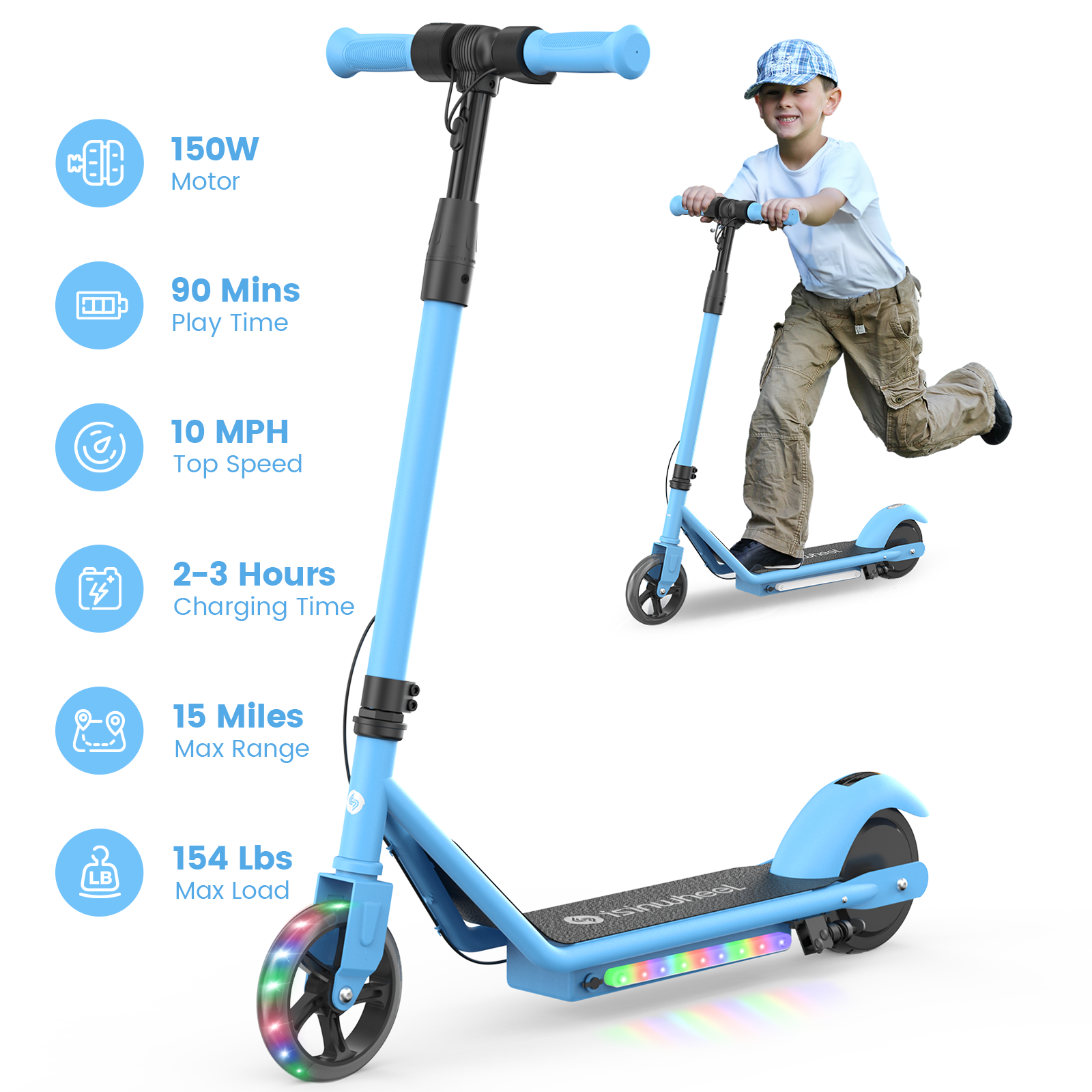 isinwheel S2 Electric Scooter for Kids Ages 6-14