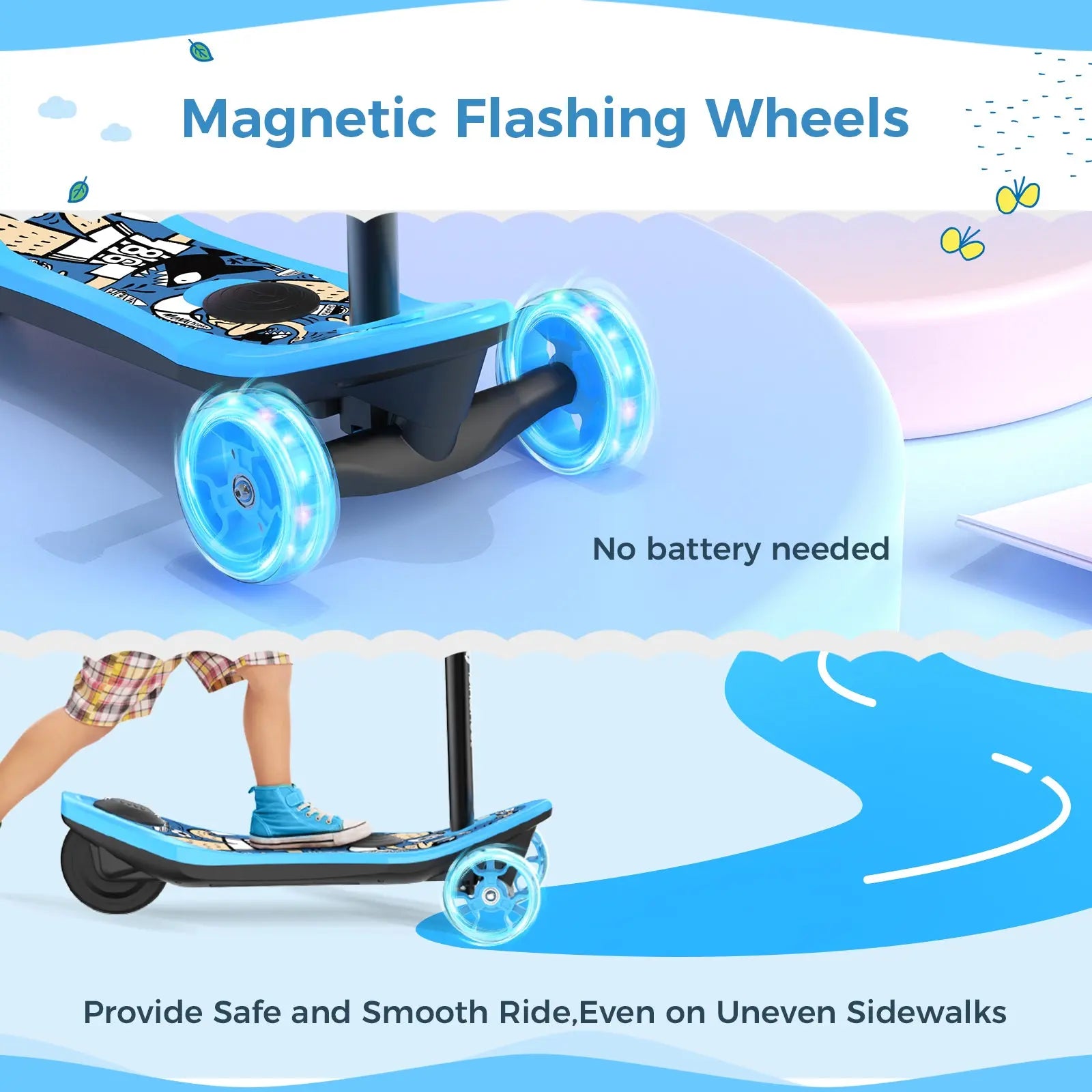 iSinwheel® 2in1 Electric Scooter for Kids led flash wheel