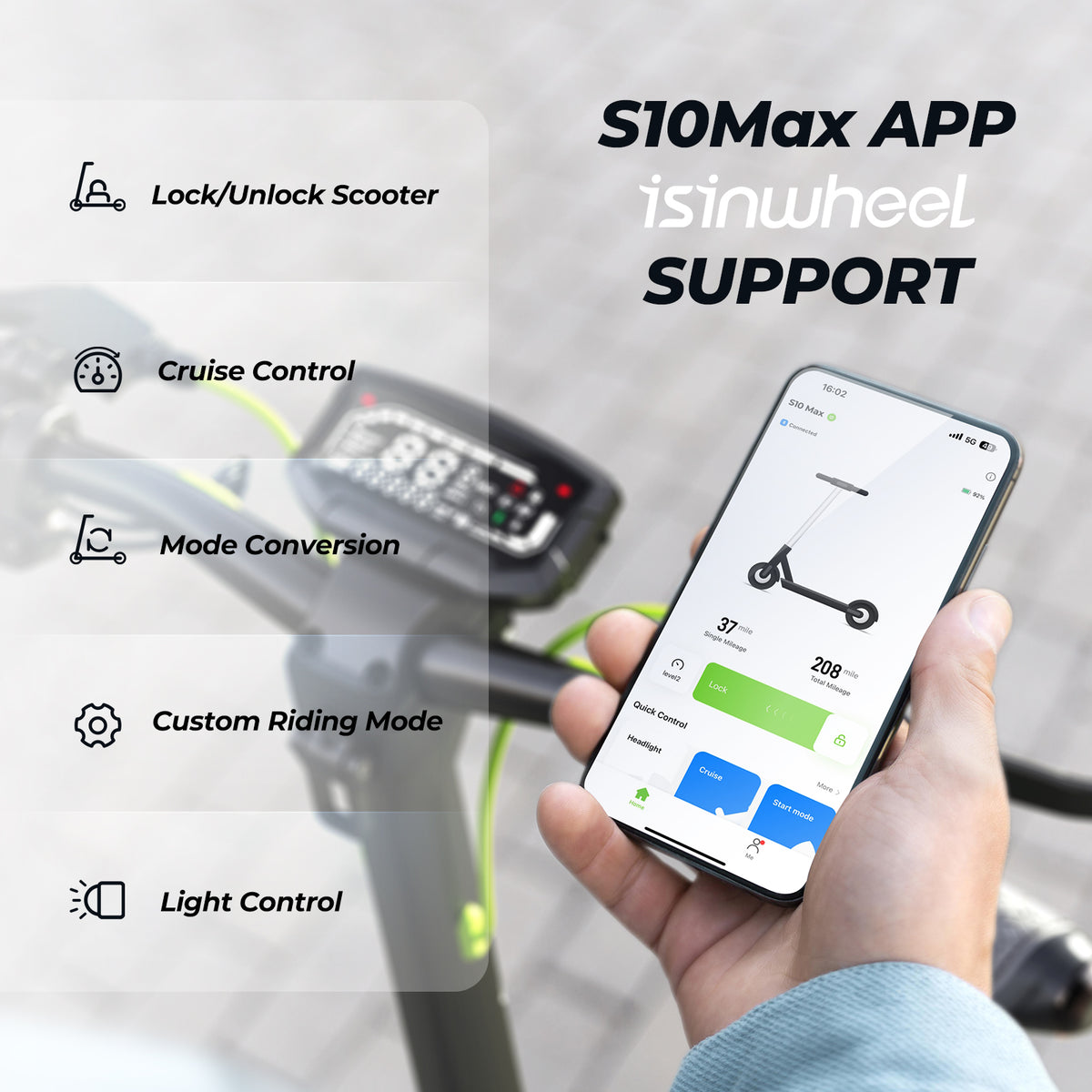 isinwheel S10Max 1000W High-End Commuting Electric Scooter 2026 Upgrad ...