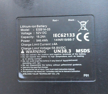 52V 18.2Ah Battery for GT4 Electric Scooter