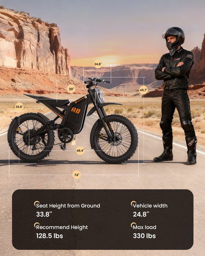 R8 Electric Dirt Bike for Adults 35 MPH & 150 Miles