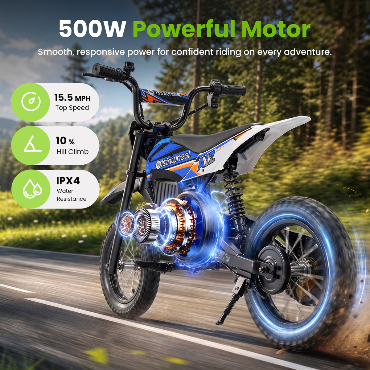 isinwheel A12 Electric Dirt Bike for Kids