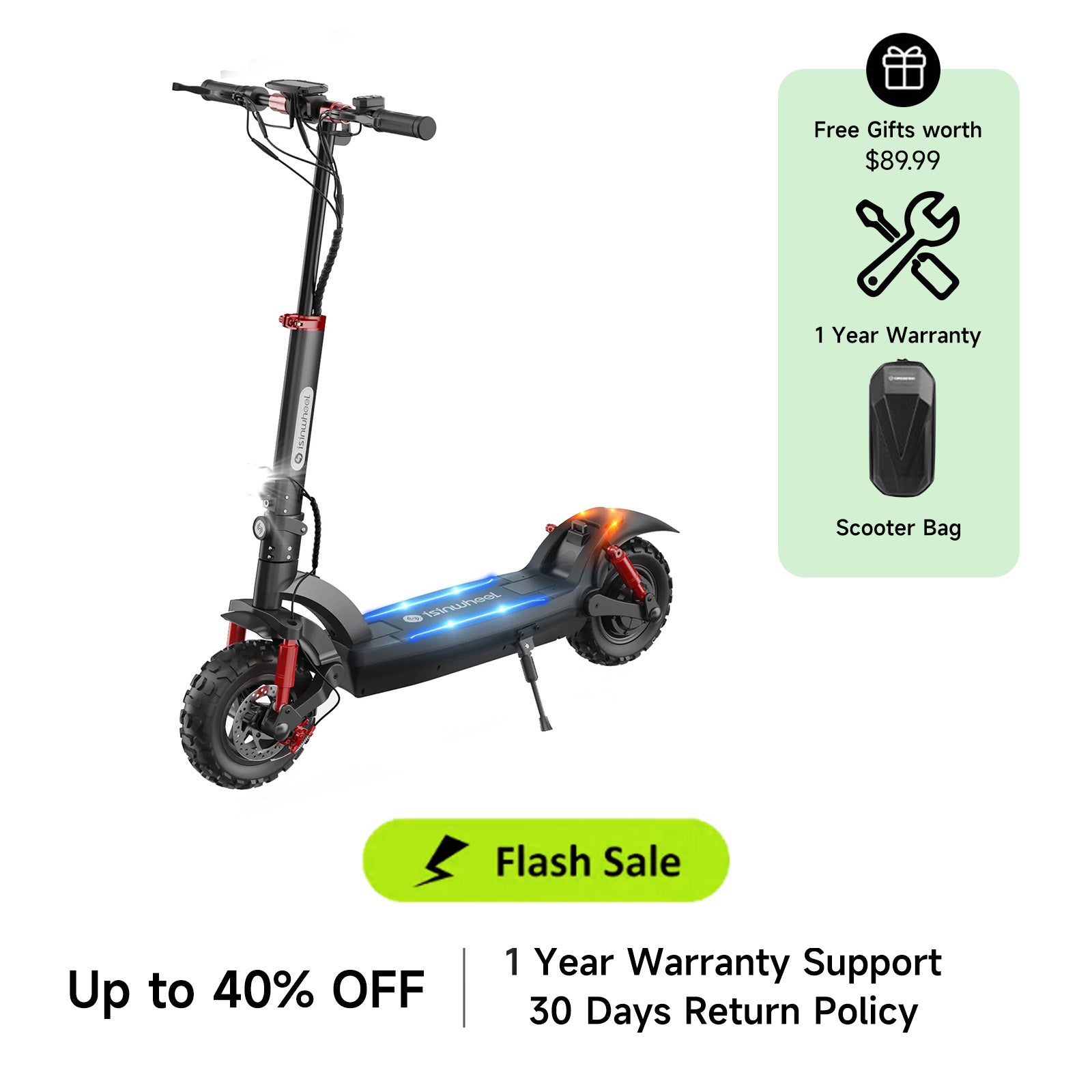 isinwheel GT2 Off Road Electric Scooter - Peak 1000W