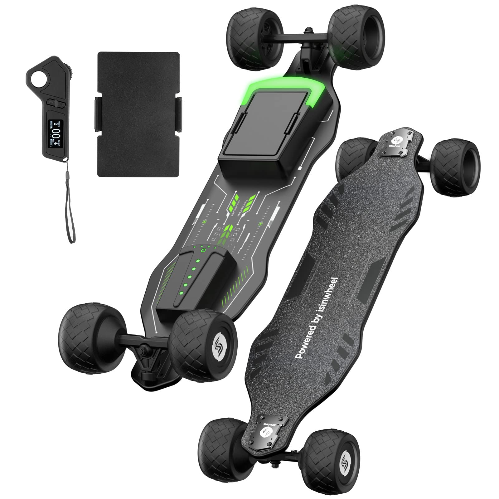 Isinwheel V8 Electric Skateboard with Portable Removable Battery & Remote Control