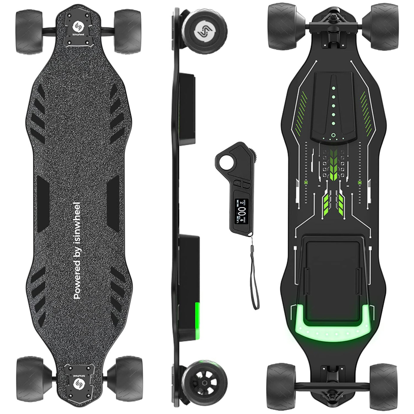 Isinwheel V8 Electric Skateboard with Portable Removable Battery & Rem