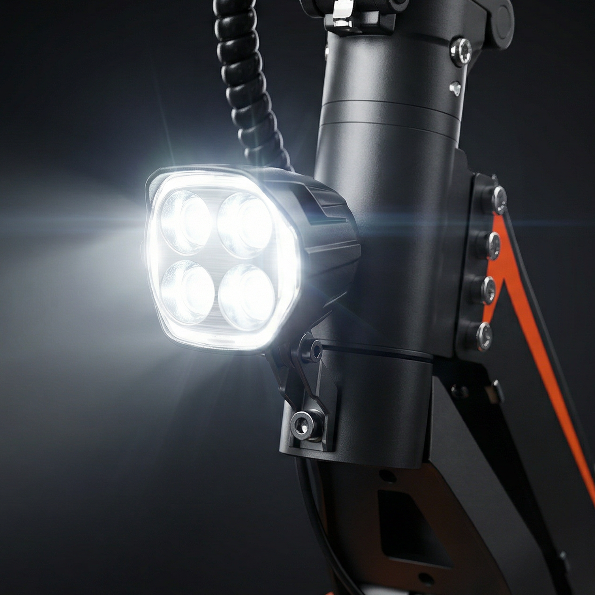 High-brightness LED headlight for night riding High-brightness headlight close-up