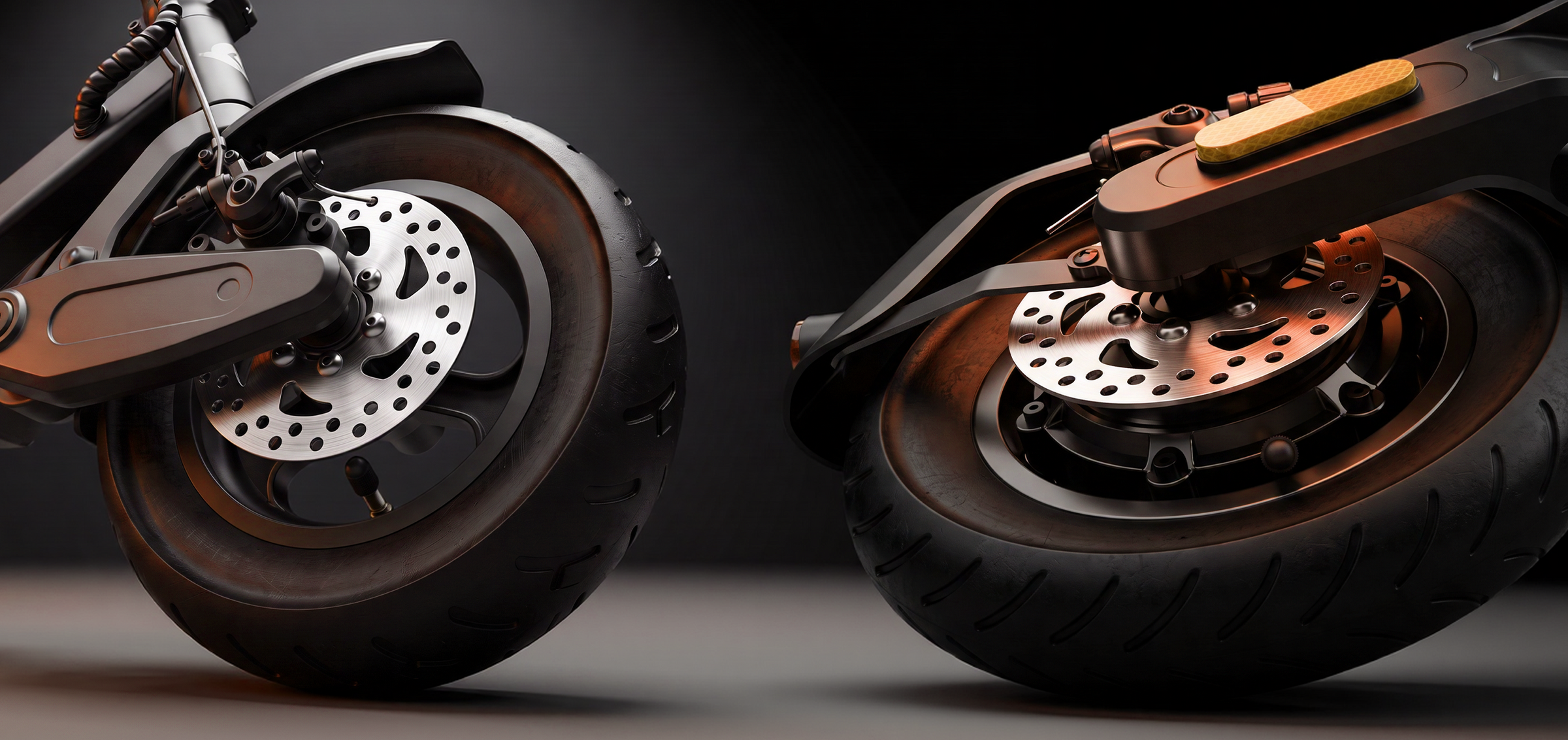 Front and rear disc brakes