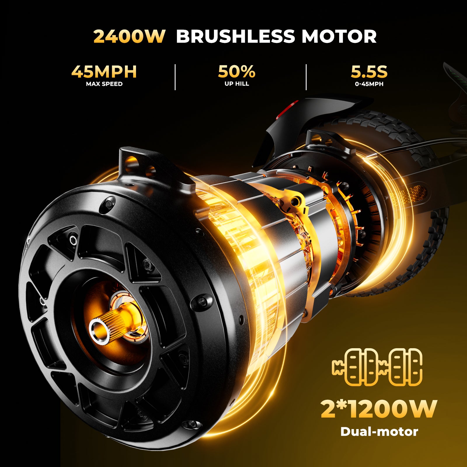 GT4 2400W Dual Motor Off-Road Electric Scooter 45MPH Top Speed