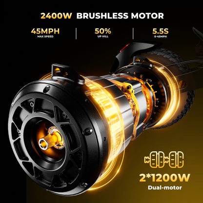 GT4 2400W Dual Motor Off-Road Electric Scooter 45MPH Top Speed