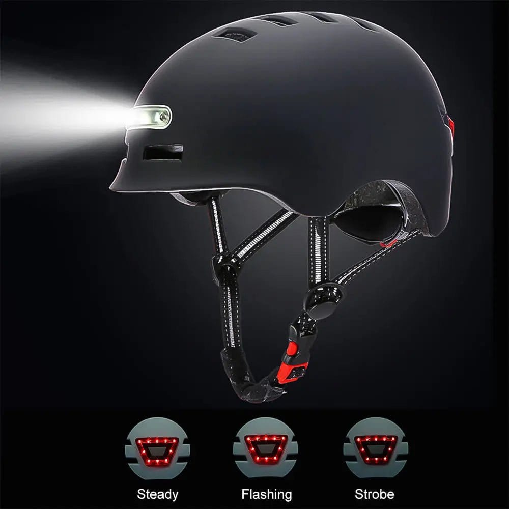 iScooter Official Store Black Cycling Scooter Helmet with LED Light