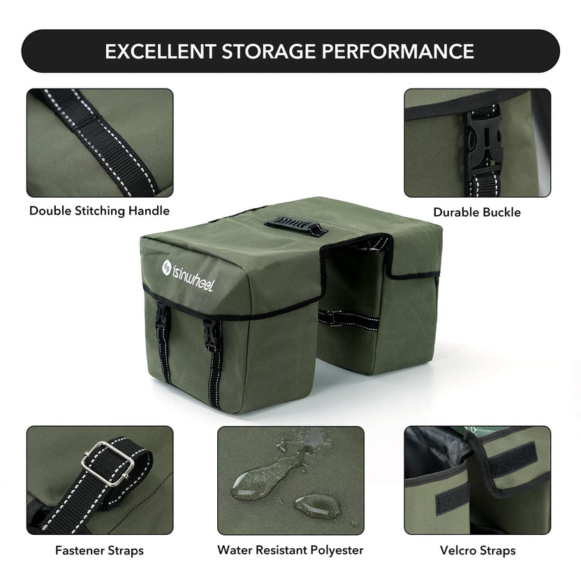 iSinwheel Official Store Green Isinwheel Bike Rack Pannier Bag