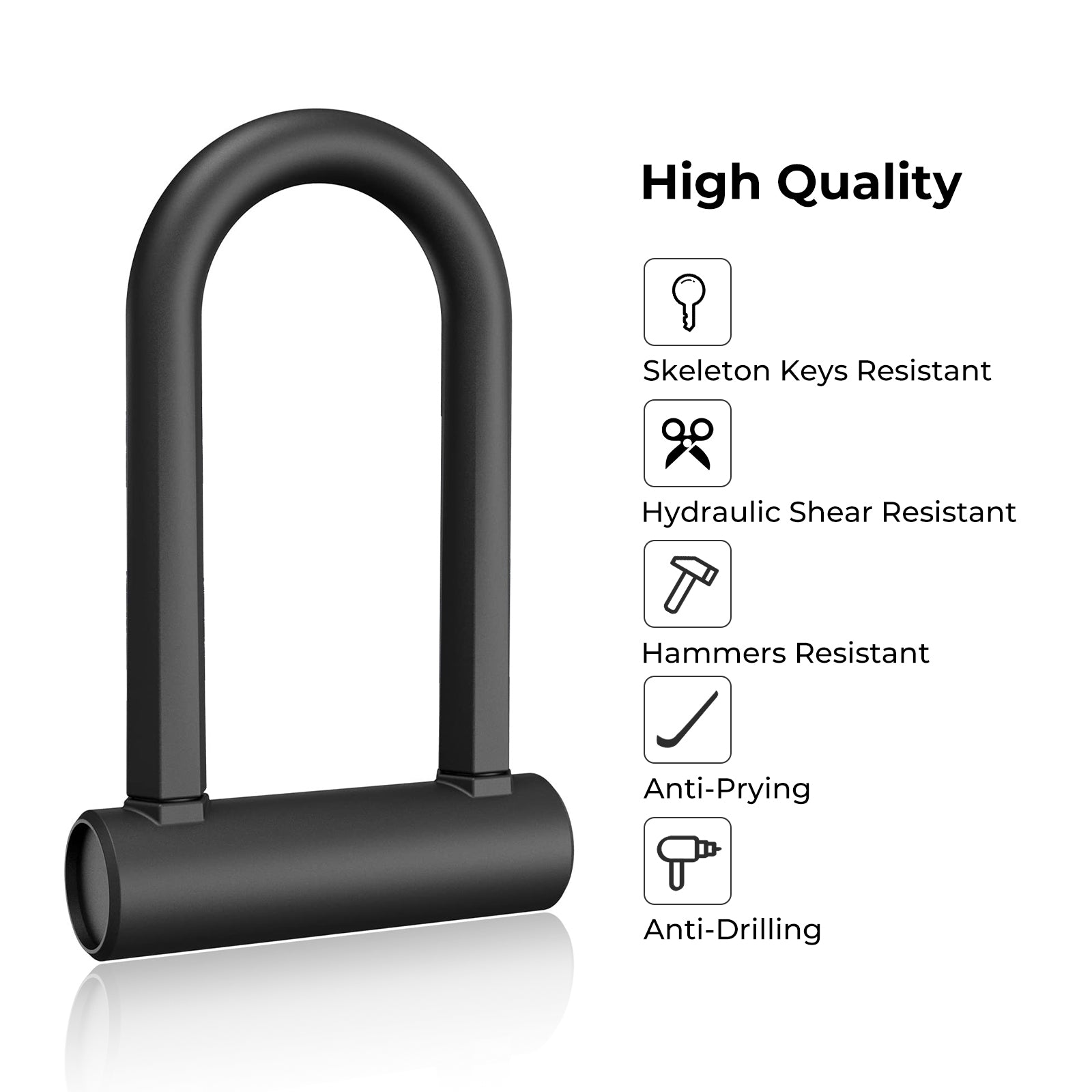 Heavy Duty U Lock, D Lock, Bicycle Lock, Electric Scooter Lock, Motorcycle,  Swiss Engineered Lock, 13mm Steel Anti-Theft Design with Silicone Outer