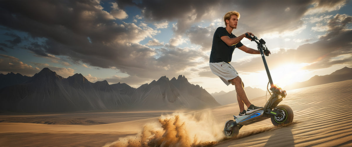 Trotinetă electrică isinwheel GT4 Dual în acțiune off-road